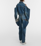 Area Embellished cutout denim jacket
