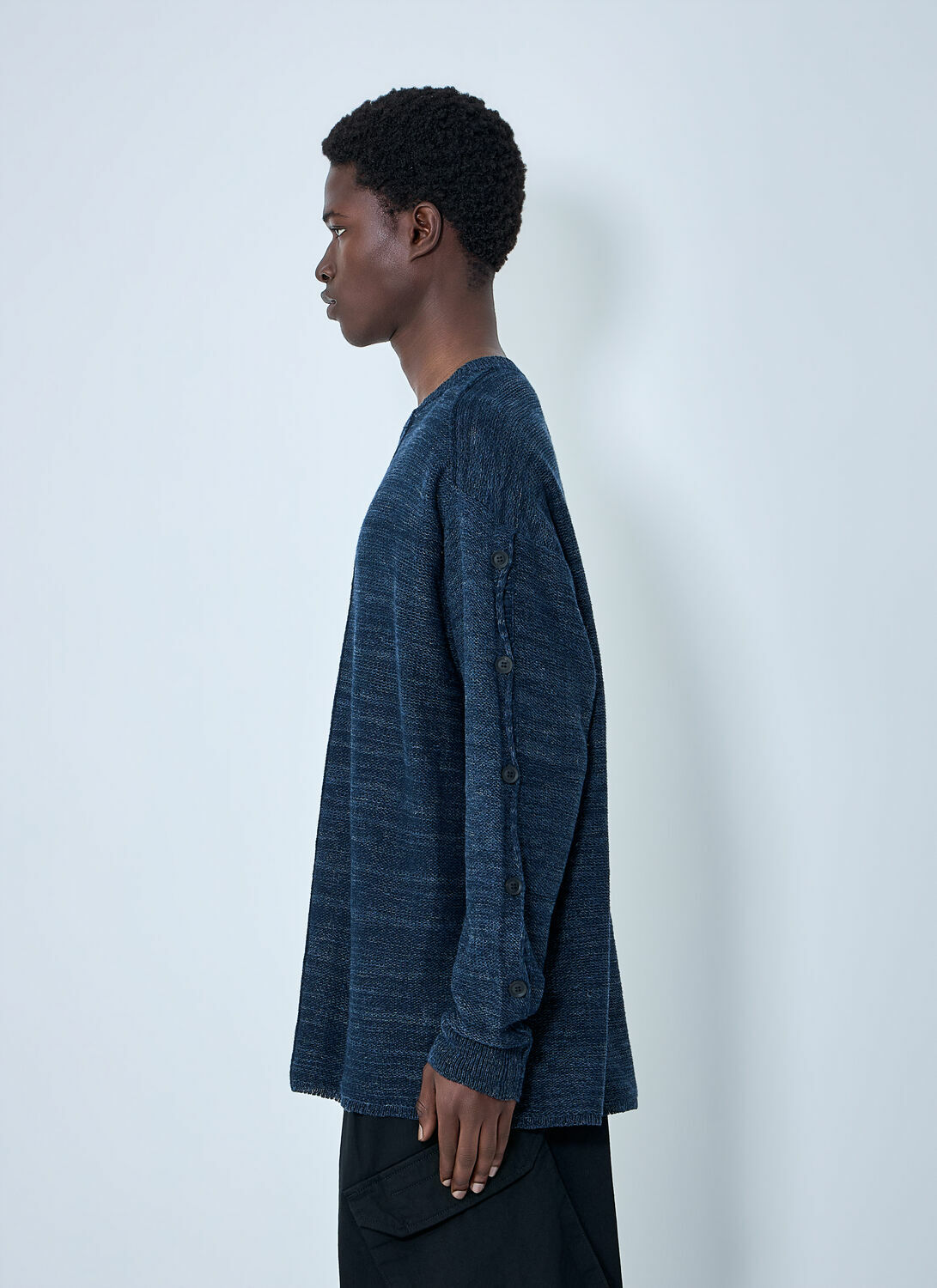 Yohji Yamamoto 7G 2PLY Pallarel Yarn Button Detail Sweater