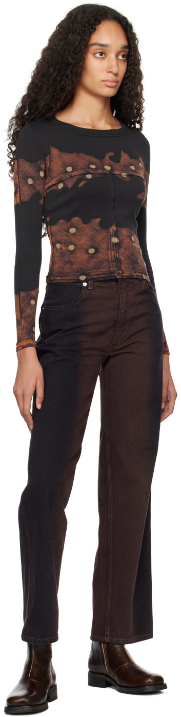 Eckhaus Latta Black & Brown Lapped Baby Crewneck T-shirt