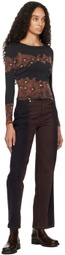 Eckhaus Latta Black & Brown Lapped Baby Crewneck T-shirt