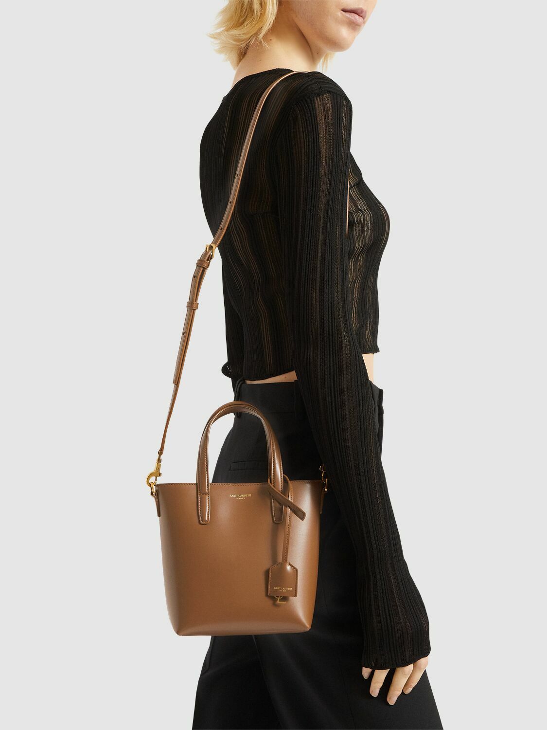SAINT LAURENT Mini Toy Leather Shopping Bag Saint Laurent