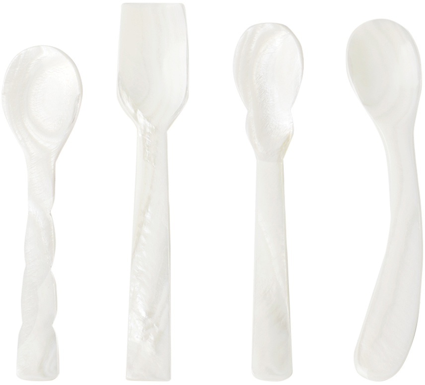 Gohar Off-White Mother of Pearl Spoon Set, 4 pcs Gohar