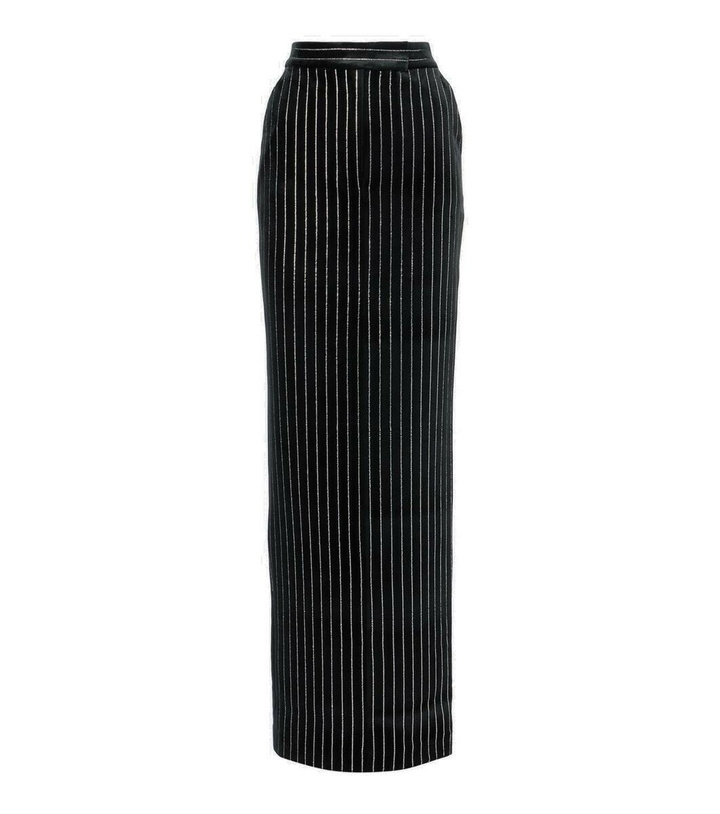 Photo: Alex Perry Column embellished pinstripe velvet maxi skirt