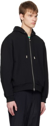 Solid Homme Black Embroidered Hoodie