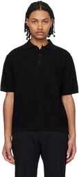 Solid Homme Black Three-Button Polo