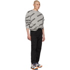 Balenciaga Grey and Black Jacquard Logo Crewneck Sweater