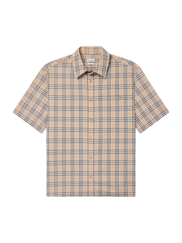 Photo: Burberry - Checked Cotton-Poplin Shirt - Neutrals
