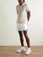 Nike Tennis - NikeCourt Heritage Logo-Appliquéd Cotton-Blend Mesh Polo Shirt - Neutrals