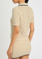 Frame The Bauble Open-knit Polo Shirt Cream