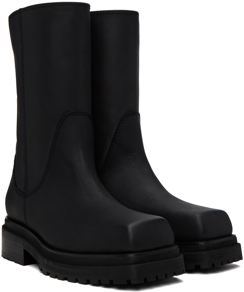 【関税込み】Eckhaus Latta ブラック パッチワーク ブーツ Eckhaus Latta Stacked Boots | Black | FARFETCH