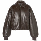 Acne Studios Women's Onnea Leather Bomber Jacket in Dark Brown