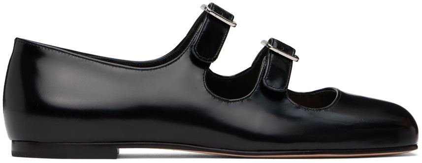 Sandy Liang SSENSE Exclusive Black MJ Double Strap Ballerina Flats