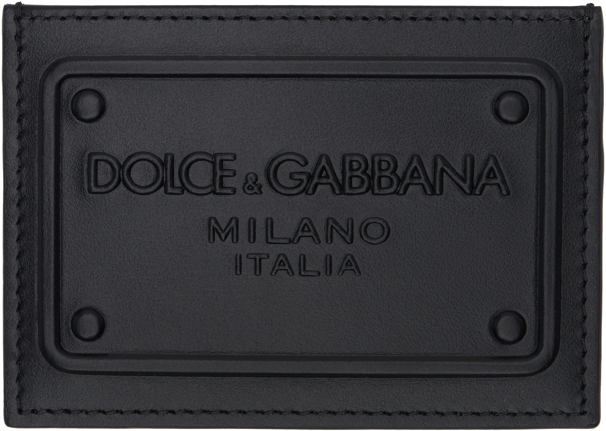 Dolce&Gabbana Black Calfskin Raised Logo Card Holder
