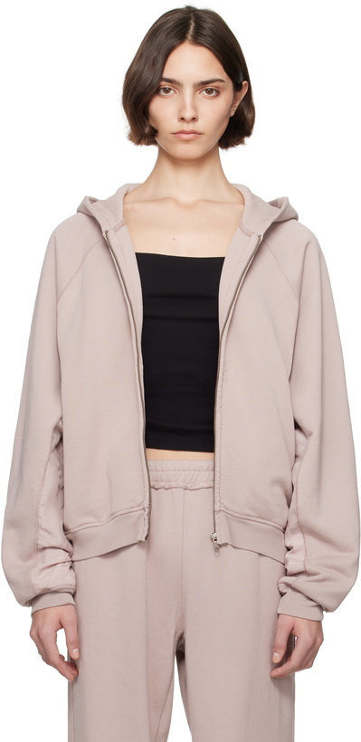 Photo: SKIMS Taupe French Terry Relaxed Zip Up Hoodie