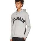 Balmain Grey Side Zip Logo Hoodie