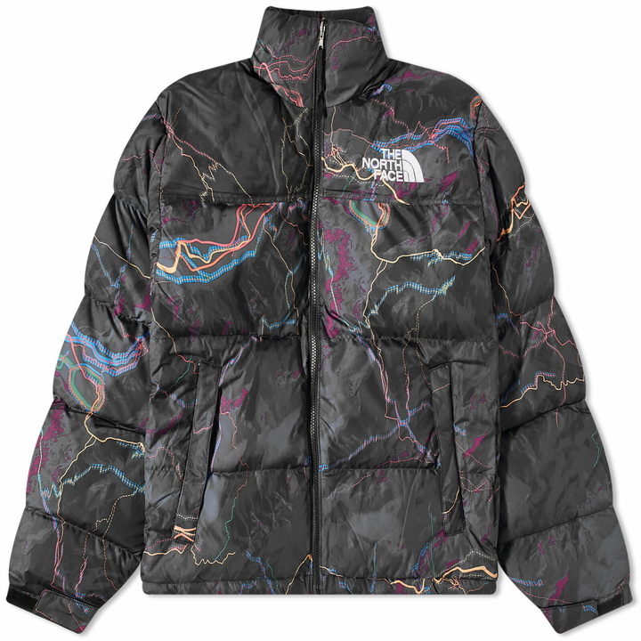 Photo: The North Face Men's 1996 Nuptse Trail Glow Print Jacket in Tnf Black Trail Glow Print