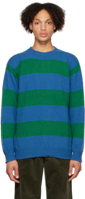 Photo: Howlin' Blue & Green Shaggy Bear Chunky Stripes Sweater