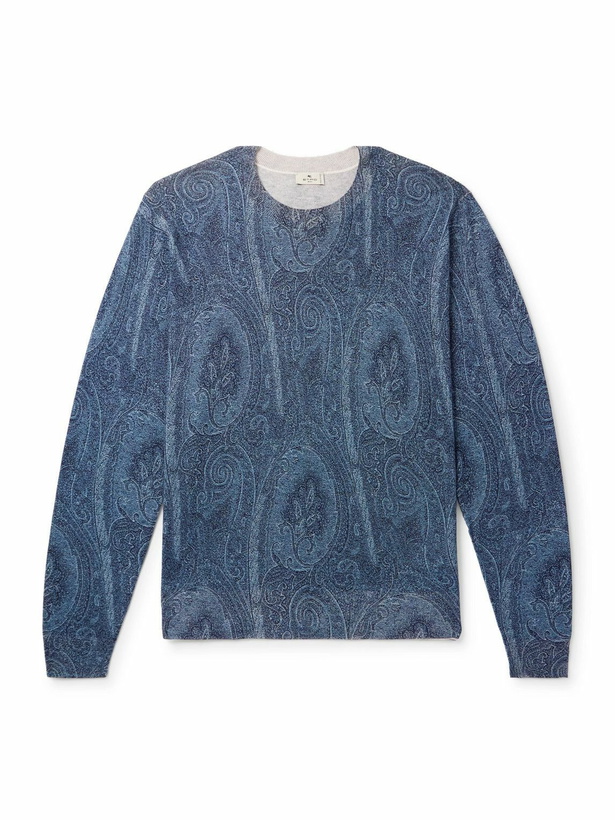 Photo: Etro - Paisley-Print Silk and Cashmere-Blend Sweater - Blue