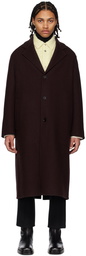 Jil Sander Burgundy Notched Lapel Coat