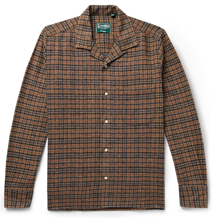 Photo: Gitman Vintage - Camp-Collar Checked Cotton-Flannel Shirt - Brown