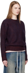 Dime Burgundy Mohair Wave Knit Sweater