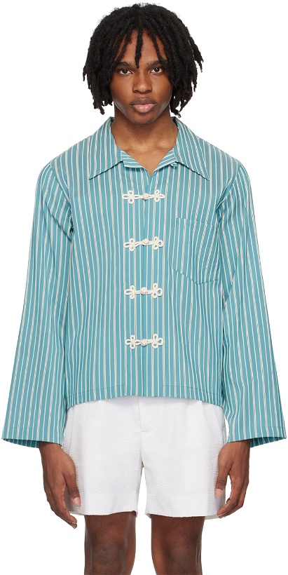 Photo: Bode Blue Shore Stripe Shirt