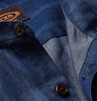 Tod's - Grandad-Collar Striped Cotton-Chambray Shirt - Men - Storm blue