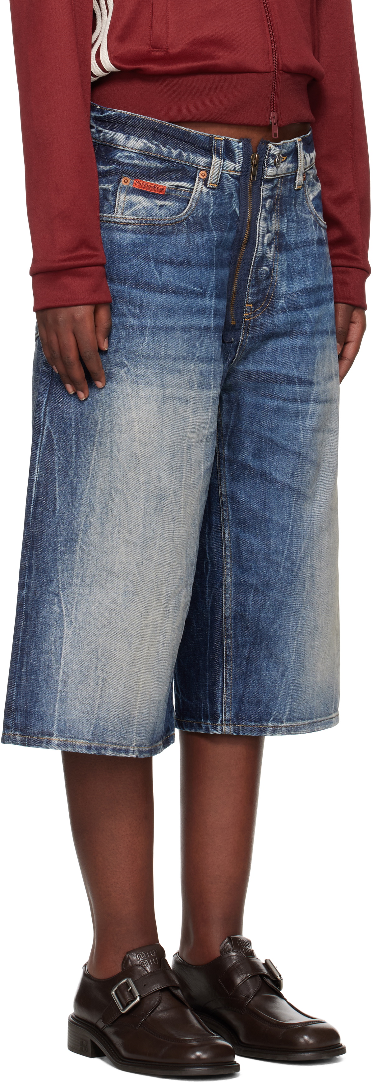 Martine Rose Blue Zip Denim Shorts
