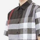 Burberry Men's Short Sleeve Somerton Check Shirt in Charcoal Check