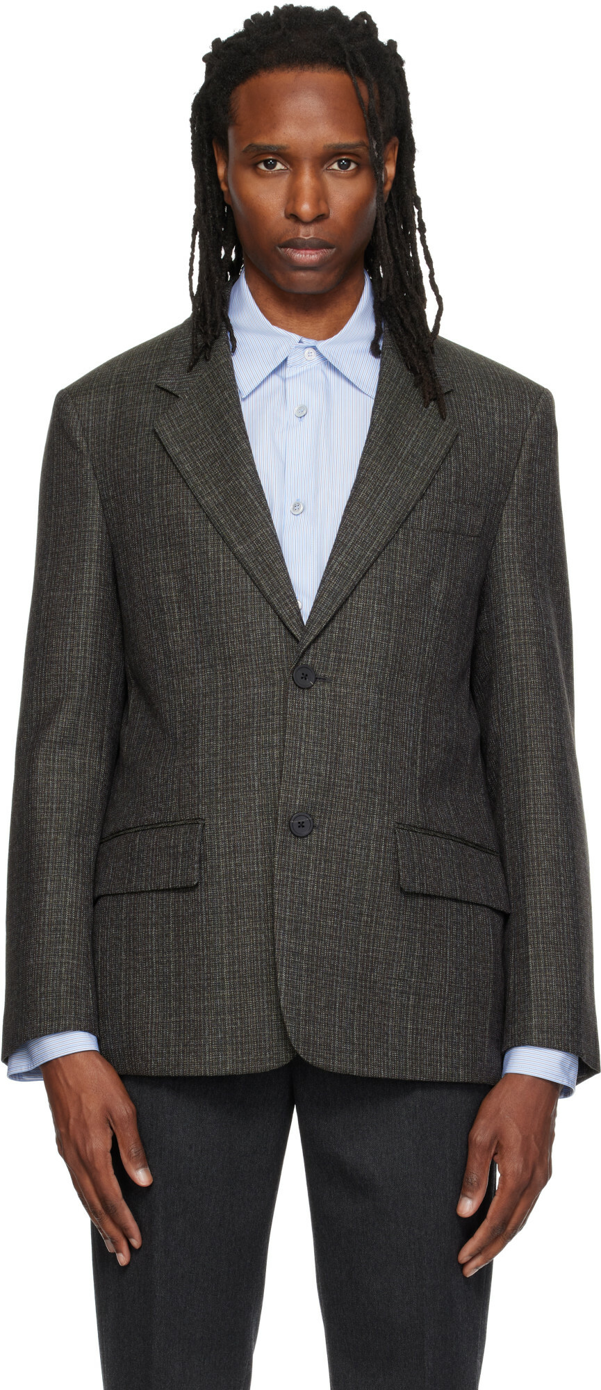 Solid Homme Brown Semi-Over Wool Set-Up Blazer
