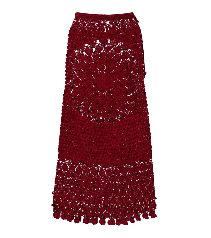 Photo: Rabanne Embellished crochet cotton midi skirt