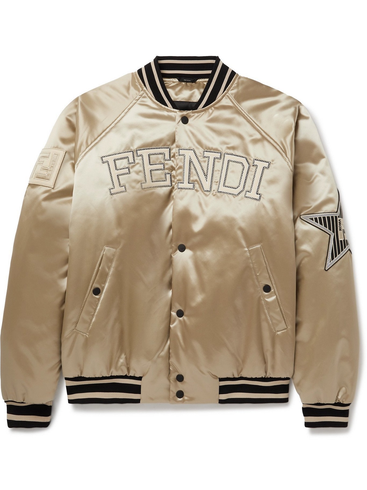 Fendi Logo Monogram Jacket In White/dark Brown