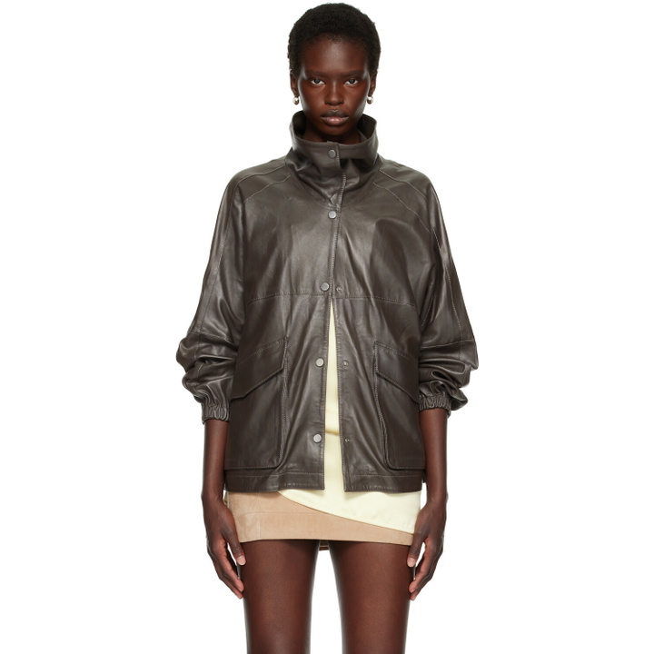 Photo: Nour Hammour Taupe Anorak Leather Jacket