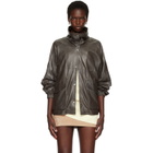Nour Hammour Taupe Anorak Leather Jacket