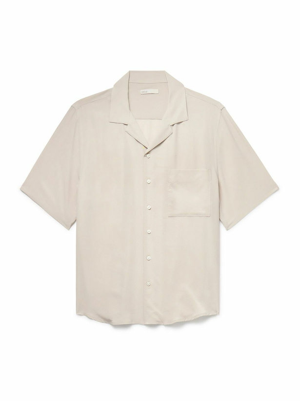 Photo: Onia - Vacation Camp-Collar Silk-Crepe Shirt - Gray