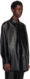 N.Hoolywood Black Half Coat Faux-Leather Jacket