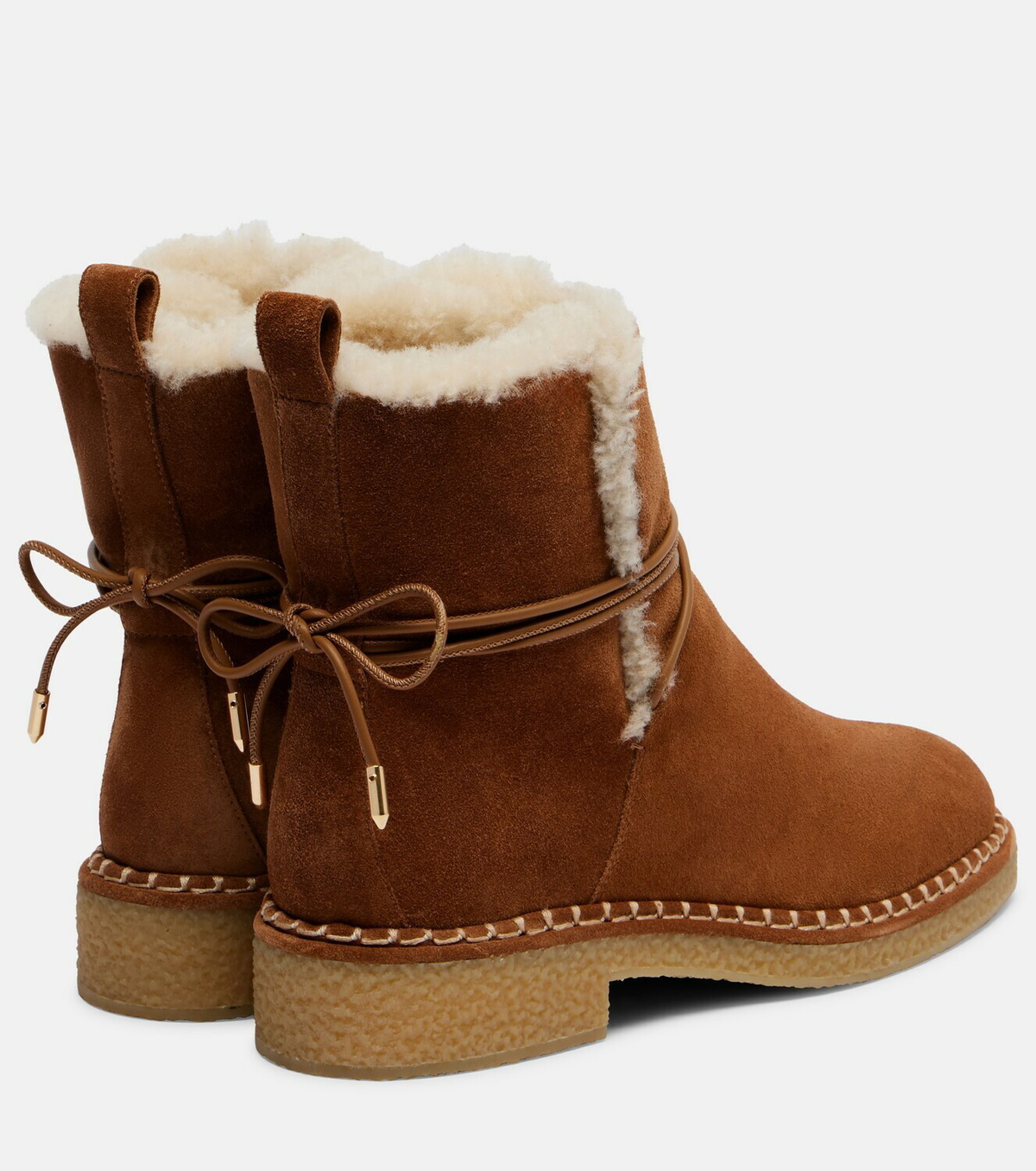 Aquazzura Megeve shearling-trimmed suede ankle boots