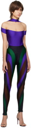 Mugler Green & Blue Spiral Leggings