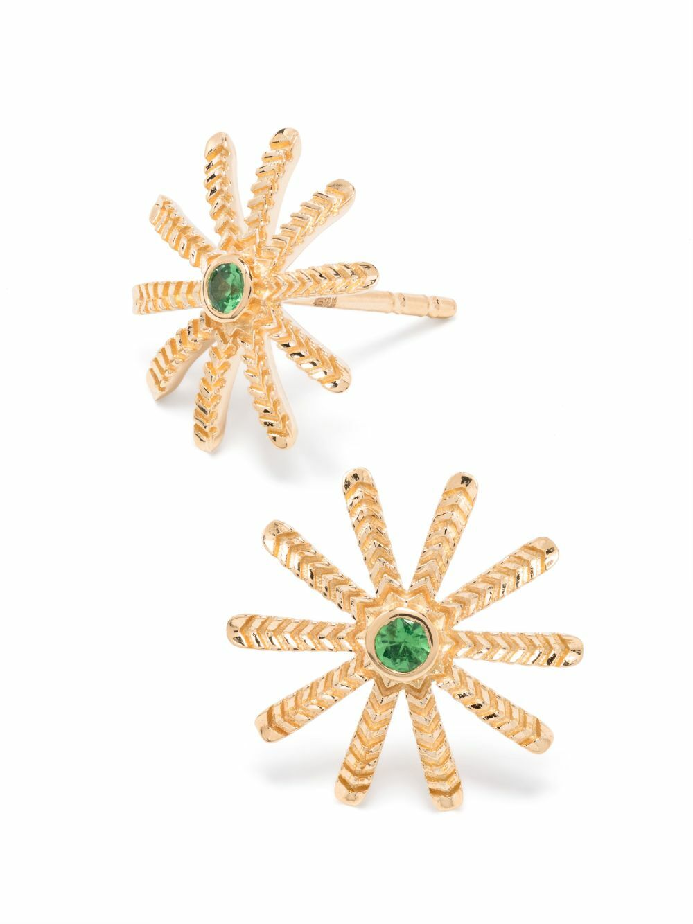 Harwell Godfrey 18K Yellow Gold Tiny Sunflower Tsavorite Stud Earrings