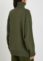Another Tomorrow Turtle-neck Cashmere and Wool-blend Jumper Dark Green