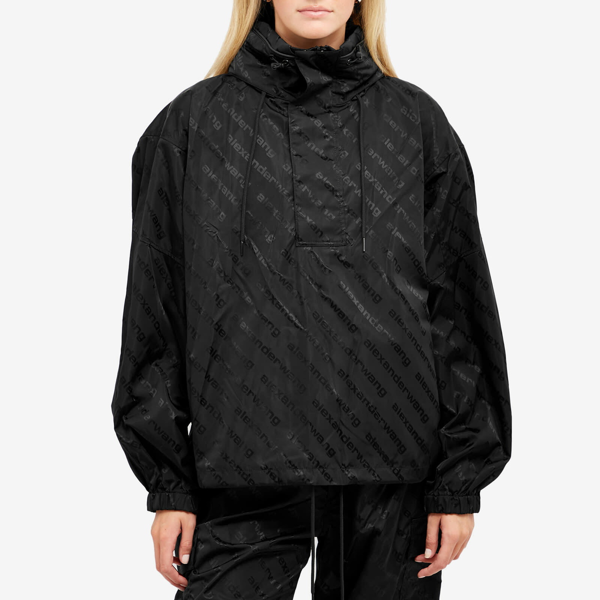 定価11万円　Alexander Wang ナイロンジャケット 総柄 Alexander Wang Women's Half Zip Track Jacket In Jacquard Nylon in