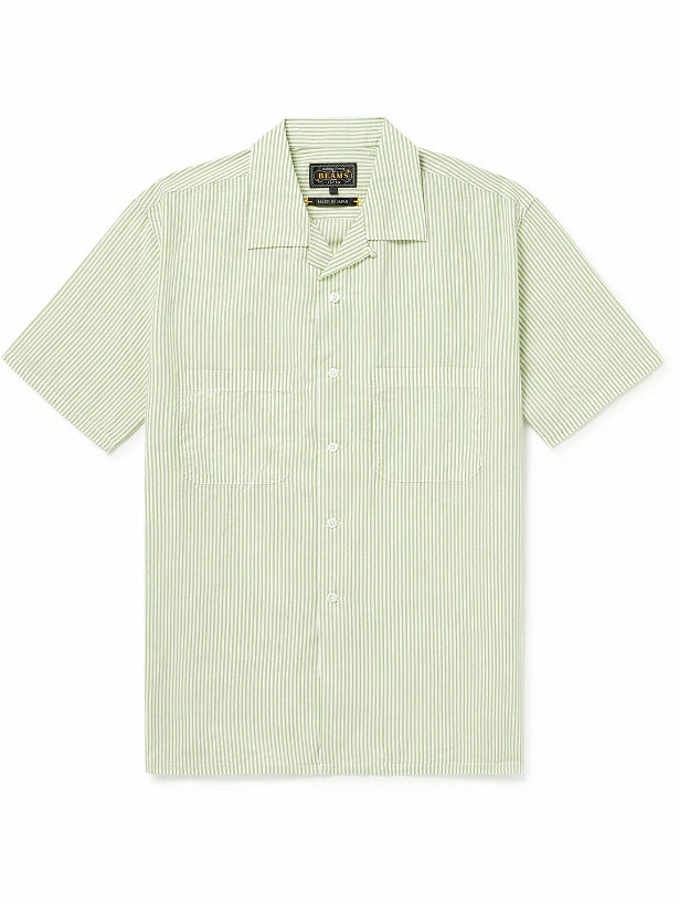 Photo: Beams Plus - Camp-Collar Striped Silk-Twill Shirt - Green