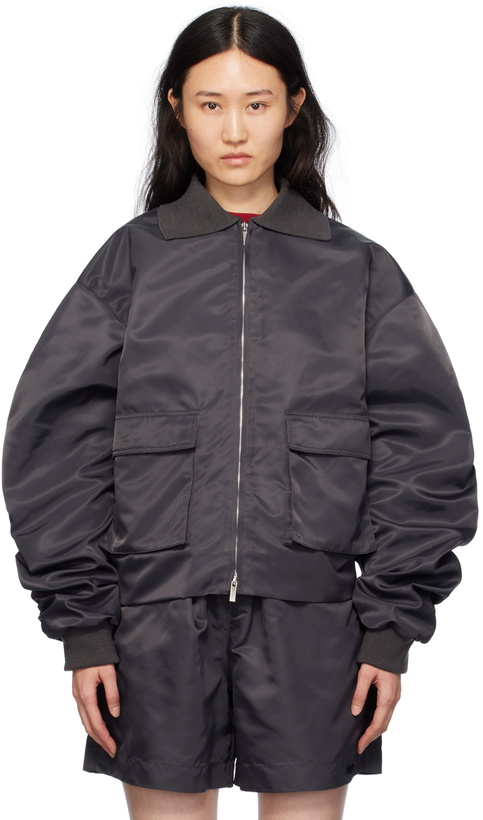 Photo: Birrot Gray Love Bomber Jacket