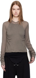 Rick Owens Gray Concordians Cropped Rib LS Hoodie