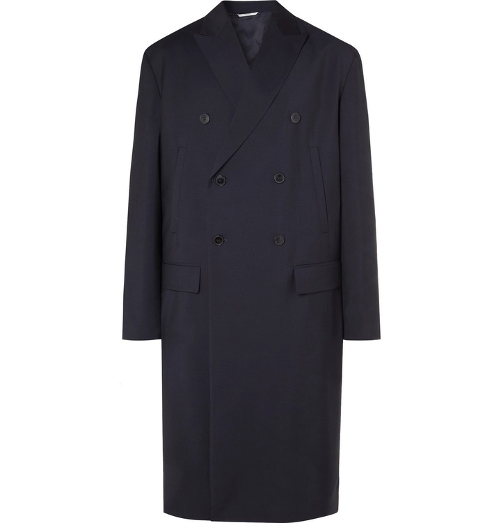 Photo: VALENTINO - Double-Breasted Wool and Mohair-blend Coat - Blue