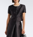 Simkhai Naelle bow-detail cropped satin top
