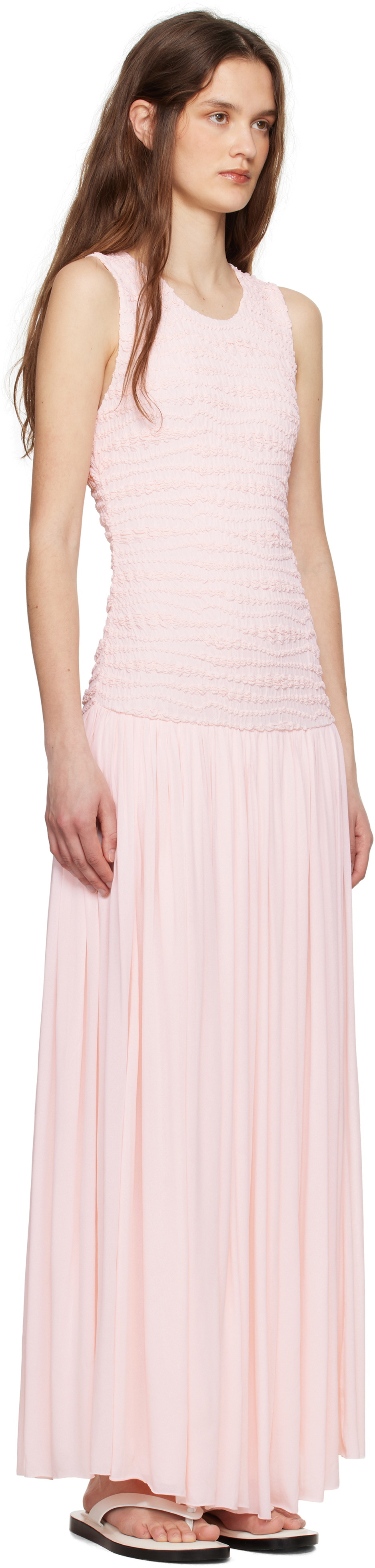 Jil Sander Pink Shirred Maxi Dress