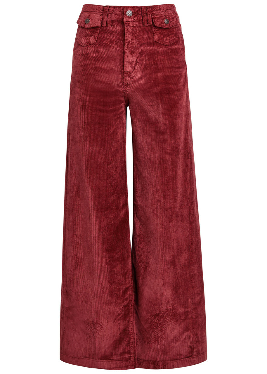 Free People Kellee Wide-leg Corduroy Trousers Red