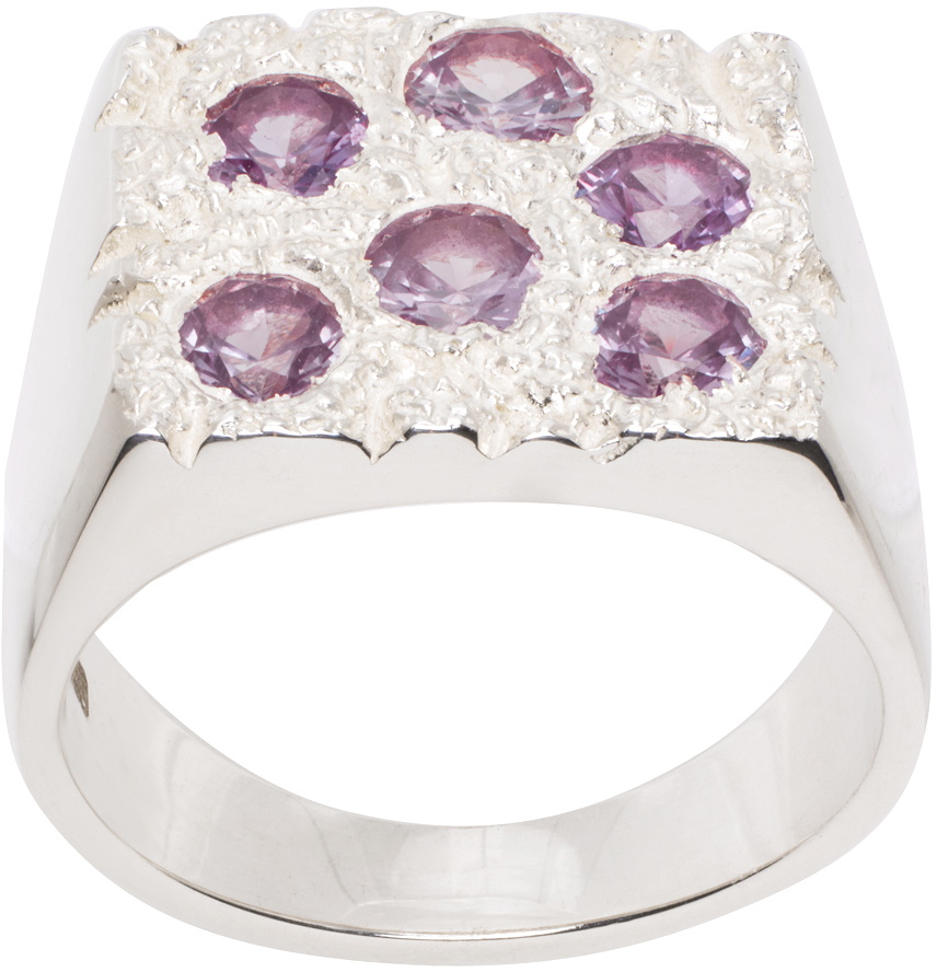 Bleue Burnham Silver Rose Garden Signet Ring