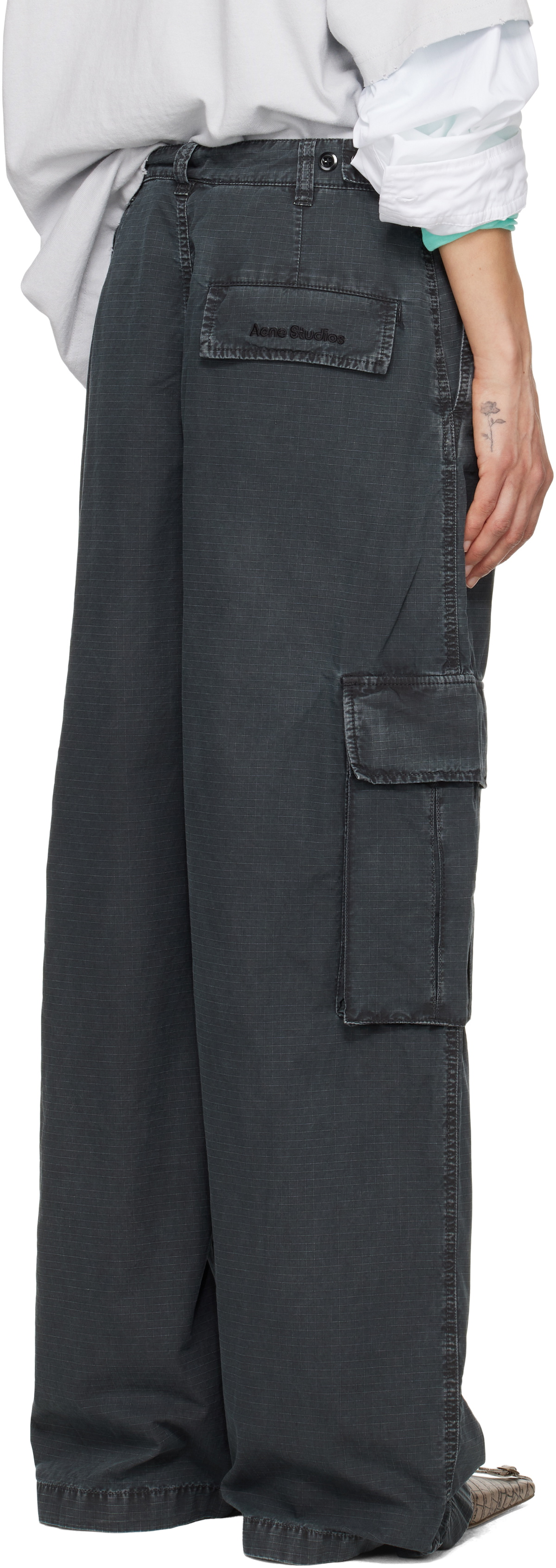 Acne Studios Black Ripstop Cargo Trousers